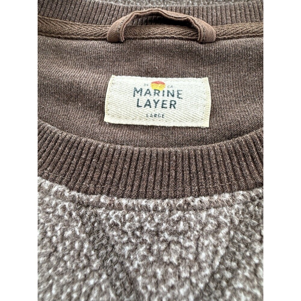 Marine Layer Out Pile Sweatshirt Men Sz L Brown Fleece Crewneck Pullover EUC - Picture 4 of 11
